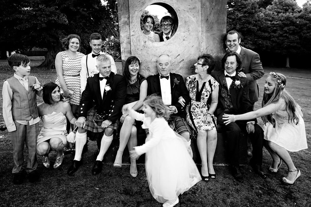 Group wedding photo at Yorkshire Sculpture Park - Guy Milnes Photography