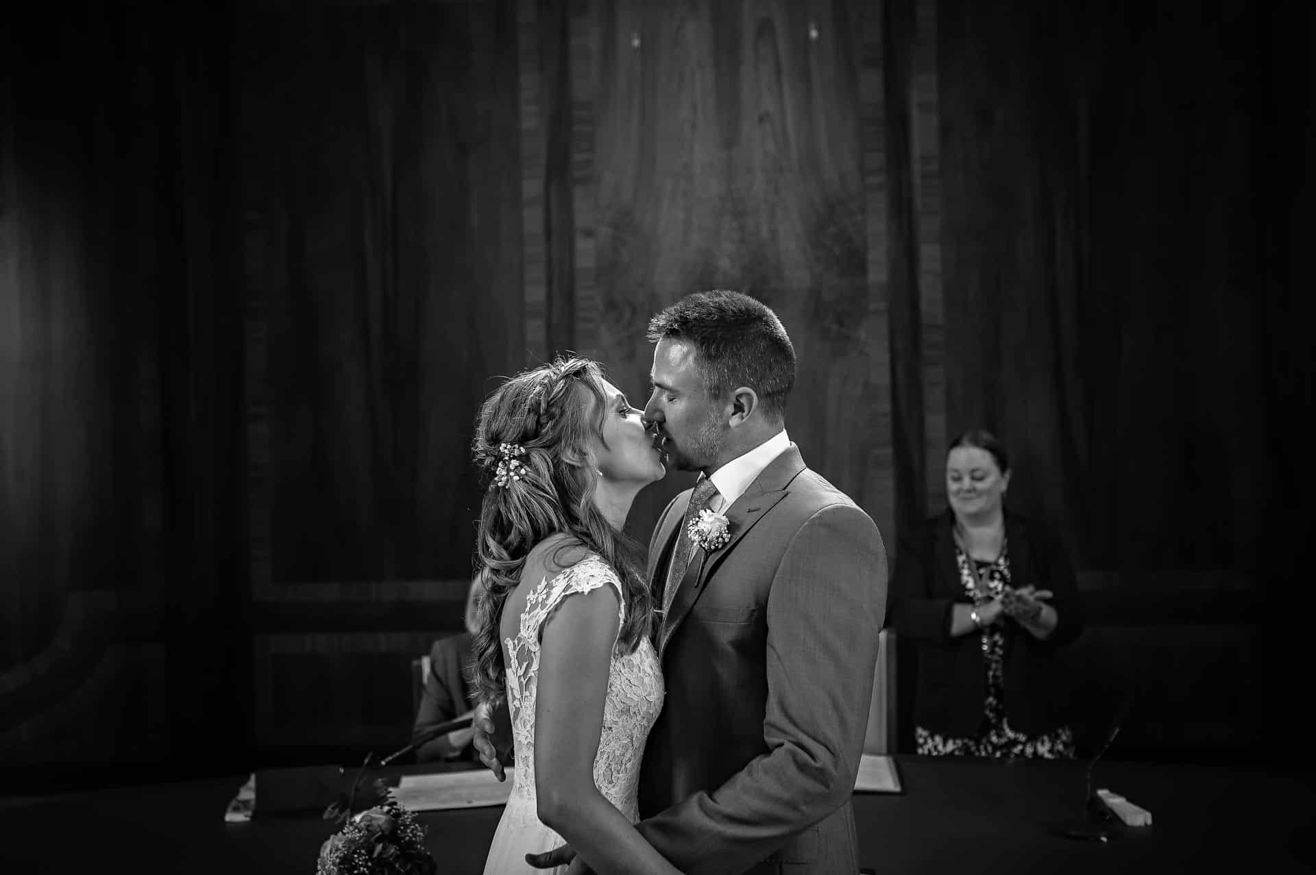 First Kiss for Stoke Newington Town Hall Wedding Photography